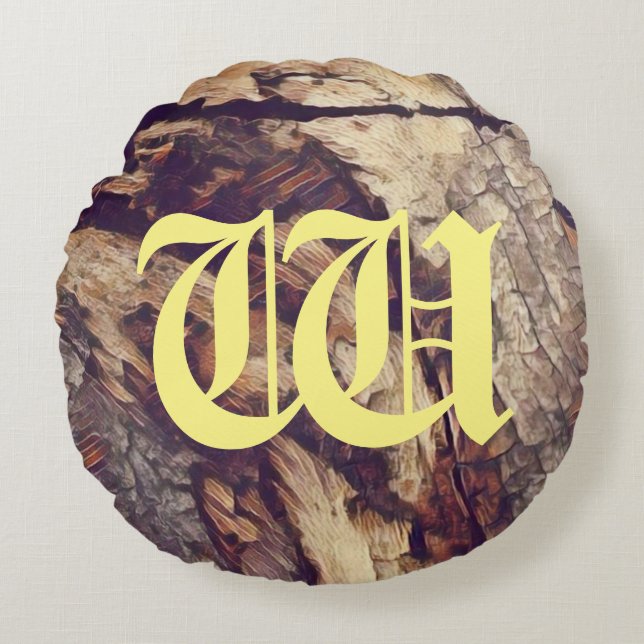 Almofada Redonda Fundo do tronco da árvore de madeira de safra pers (Frente)