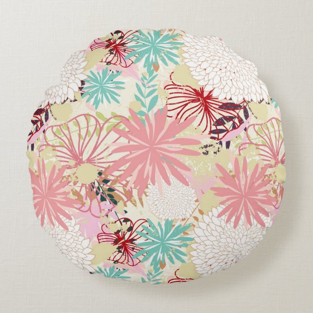 Almofada Redonda Fundo floral 4 (Frente)