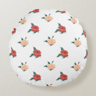 Almofada Redonda Fundo floral com rosas florescentes