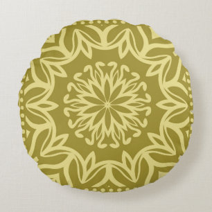 Almofada Redonda Fundo floral geométrico. Ornamentado étnico tribal