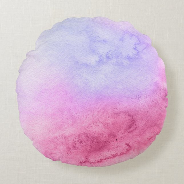 Almofada Redonda Fundo pintado mão 11 da aguarela abstrata (Frente)