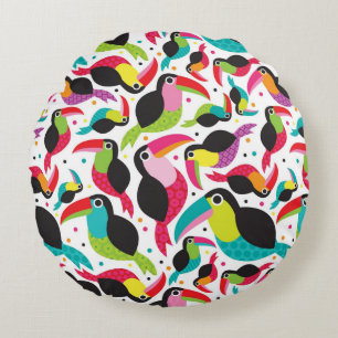 Almofada Redonda fundo toucan exótico do pássaro de Brasil