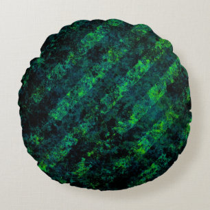 Almofada Redonda Fundo verde-preto-azul com borrão, verde, com borr