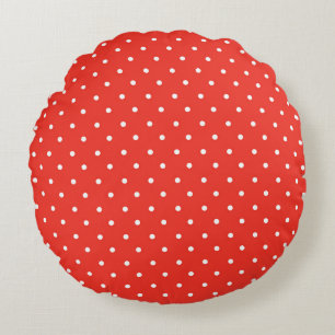 Almofada Redonda Fundo vermelho sem emenda padrão de bolinhas