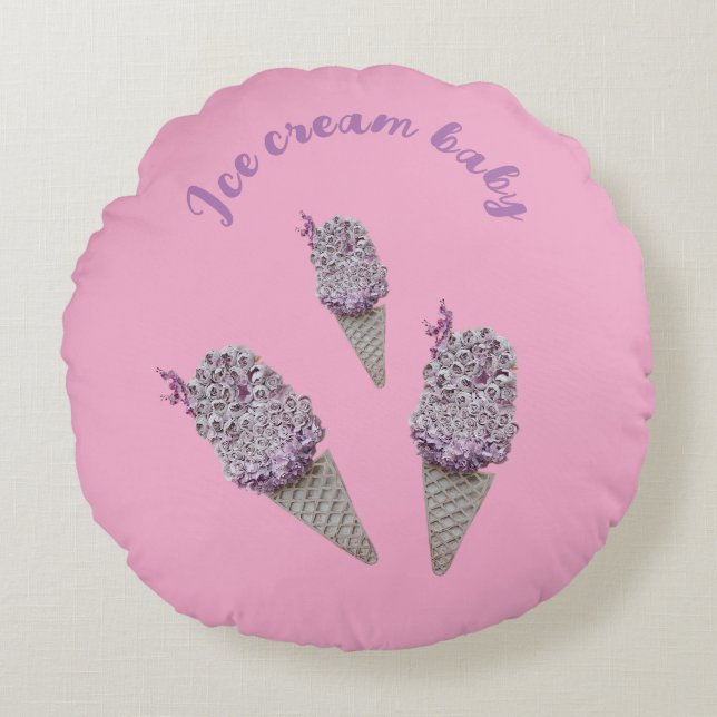 Almofada Redonda funil rosa (Frente)