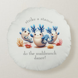 Almofada Redonda Funny Colorful Dancing Nudibranchs and Corals