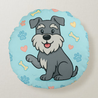 Almofada Redonda funny Cute Cartoon Schnauzer