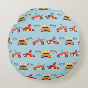 Almofada Redonda Funny Dinosaur, aniversário de criança de carro de