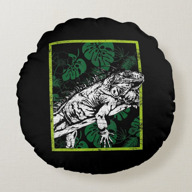 Almofada Redonda Funny Iguana Lovers Gift (Frente)