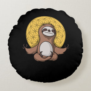 Almofada Redonda Funny Sloth Zen Yoga Meditação Animal