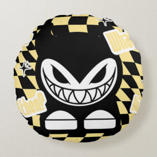 Almofada Redonda Funny Yellow Labubou-Inspired