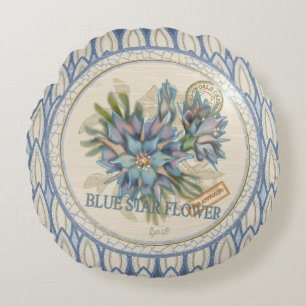 Almofada Redonda G. Flor azul do Instituto de Criação