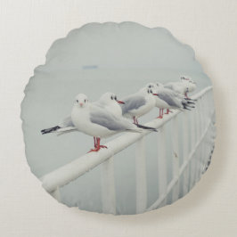 Almofada Redonda Gaivota branca num dia de inverno