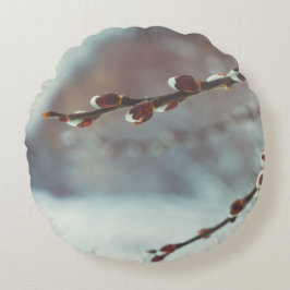 Almofada Redonda Galhos salgueiros espinhosos com coletores no fina