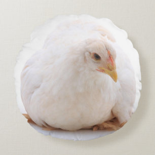 Almofada Redonda Galinha branca da galinha de Cochin