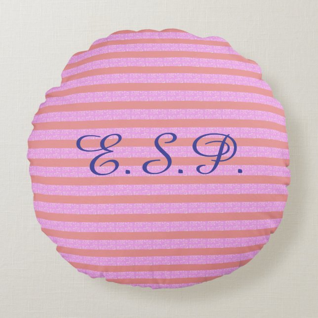 Almofada Redonda Gamas Geométricas Roxas-Luzes (Frente)