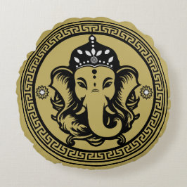 Almofada Redonda Ganesha Themed Hindu Art Print