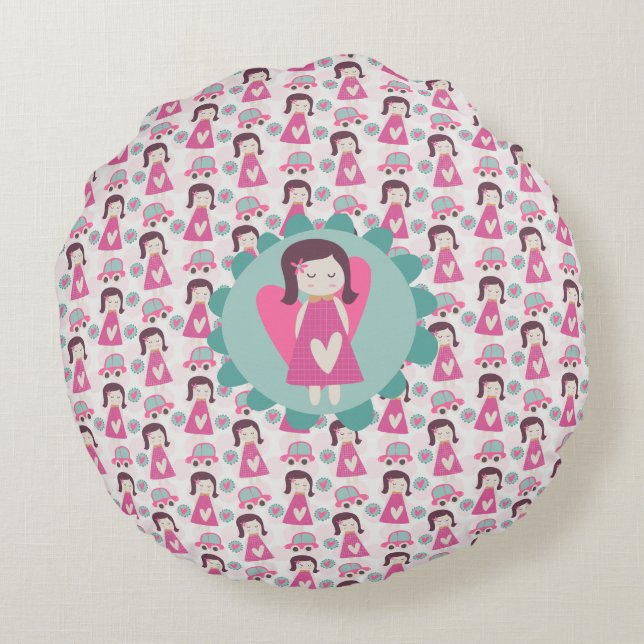 Almofada Redonda Garotas indo a lugares (Verso)