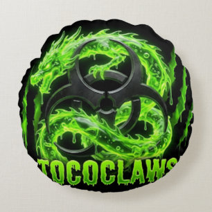 Almofada Redonda Garras Tóxicas Biohazard Dragon - Limo Verde Neon