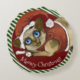 Almofada Redonda Gatinho de Natal Santa Hat&Casaco
