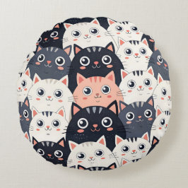 Almofada Redonda Gatinho Kaleidoscópio