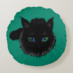 Almofada Redonda Gatinho Preto