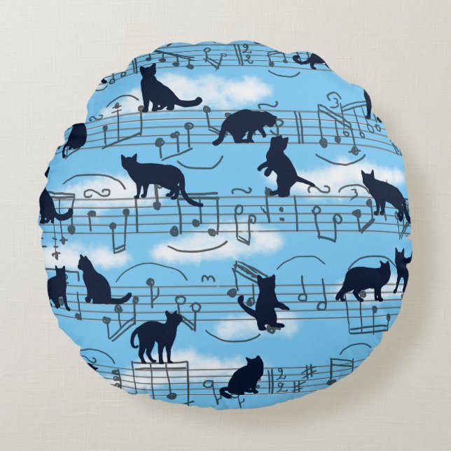 Almofada Redonda gatinhos musicais (Frente)