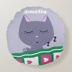 Almofada Redonda Gato adormecido na cama personalizado