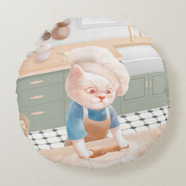 Almofada Redonda Gato Baker Baby - Cozy Morning Kneading
