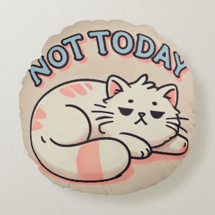 Almofada Redonda Gato de Desenho Animado Preguiçoso 