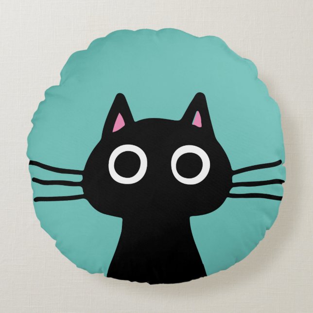 Almofada Redonda Gato de Gatinho Preto Quirky | Legal Cat Lover (Frente)