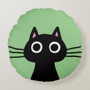 Almofada Redonda Gato de Gatinho Preto Quirky   Legal Cat Lover