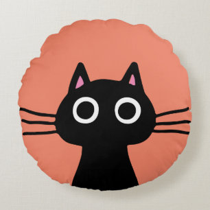 Almofada Redonda Gato de Gatinho Preto Quirky Legal Cat Lover