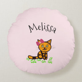 Almofada Redonda Gato de laranja bonito