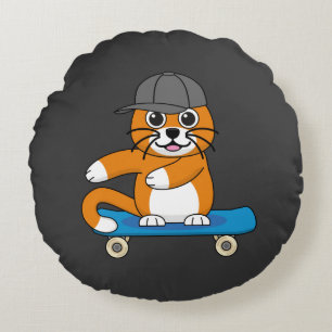 Almofada Redonda Gato de Laranja Cachorro em Cartoon