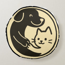 Almofada Redonda Gato e Cão