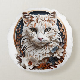 Almofada Redonda gato,gatinho com flor