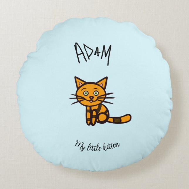 Almofada Redonda Gato laranja (Frente)