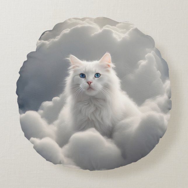 Almofada Redonda Gato nas nuvens (Frente)