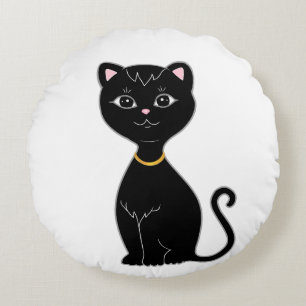 Almofada Redonda Gato Preto Fofo