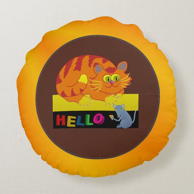 Almofada Redonda Gato & rato (Verso)