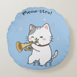 Almofada Redonda Gato Trombeta Engraçado – Jazz Felino Fofo