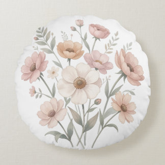 Almofada Redonda Gentle Anemone Bouquet Watercolor Softness