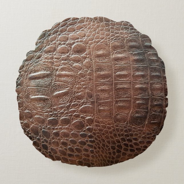 Almofada Redonda Genuine leather texture backgroundr close-up, embo (Frente)