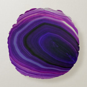 Almofada Redonda Geodo Roxo Girado Caído