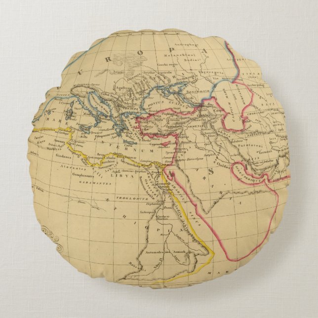 Almofada Redonda Geografia de Herodotus (Frente)