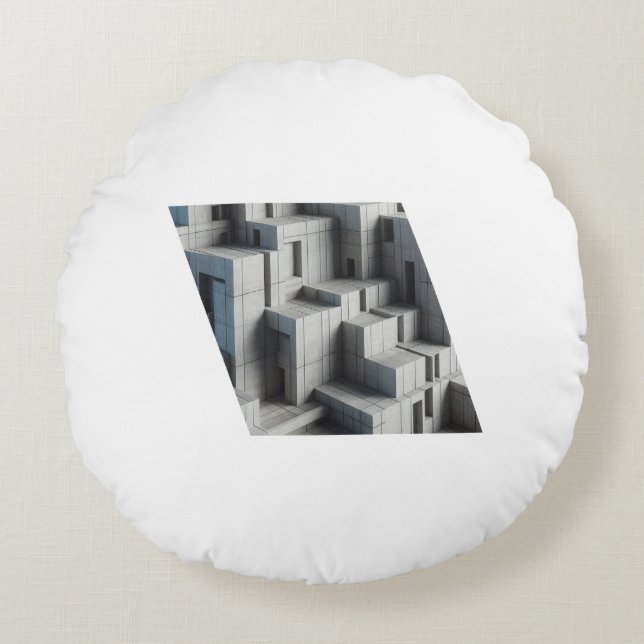 Almofada Redonda Geometric Abstract Concrete Structure with Sharp A (Frente)
