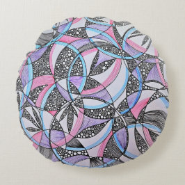 Almofada Redonda Geometric Circles Kaleidoscope Round Pillow