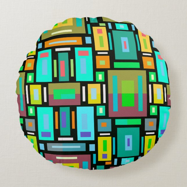 Almofada Redonda Geometric Mosaic Pillow Block Shape (Frente)