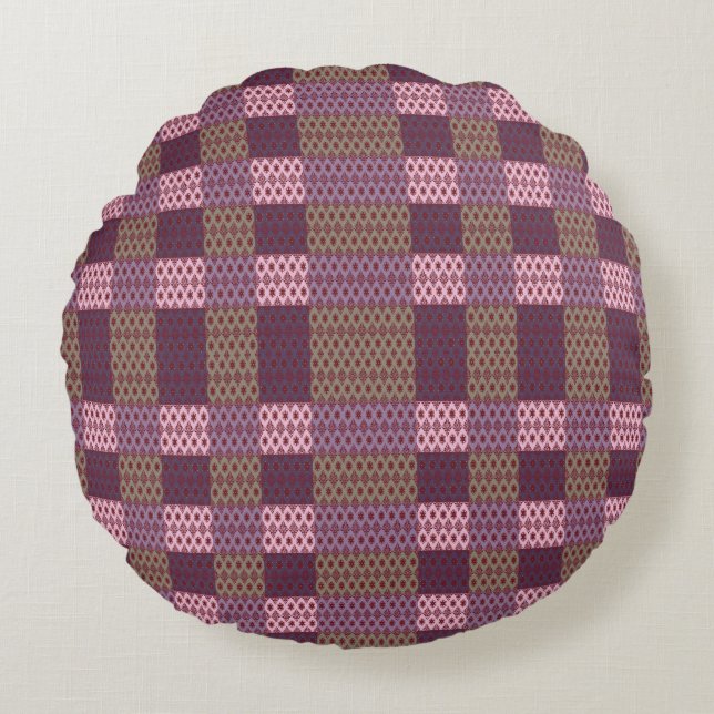 Almofada Redonda Geometric Patchwork Throw Pillow – Modern Purple C (Frente)